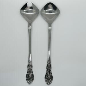 Springtime 2pc Stainless Salad Serving Set Utensils Flatware Fork Spoon Japan